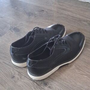 Alfani Black Leather Oxfords with White Soles